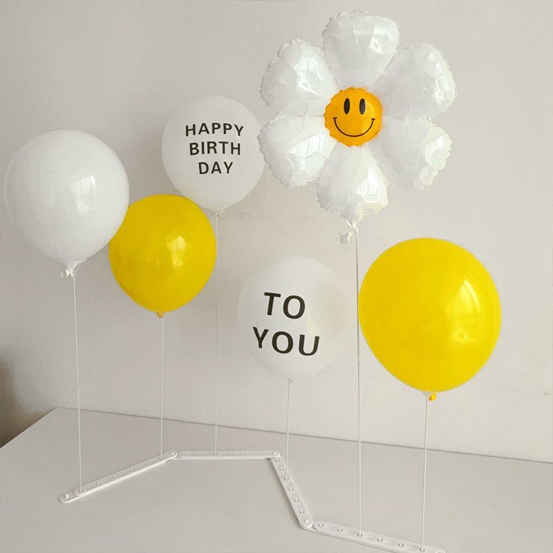 2 Sets Latex Balloon Column Stand Kit Yellow White - YauSpark
