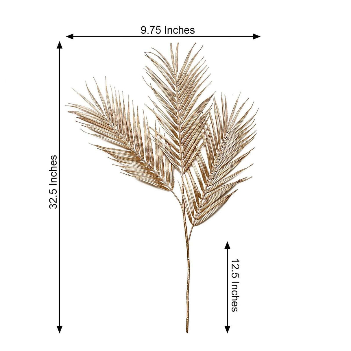 2 Stems Artificial Palm Leaf Branch 32" Metallic Gold Vase Filler Floral - YauSpark