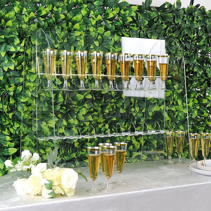 2 - Tier Acrylic Champagne Glass Holder Display Stand Table Top 25" Clear with 18 Hooks - YauSpark