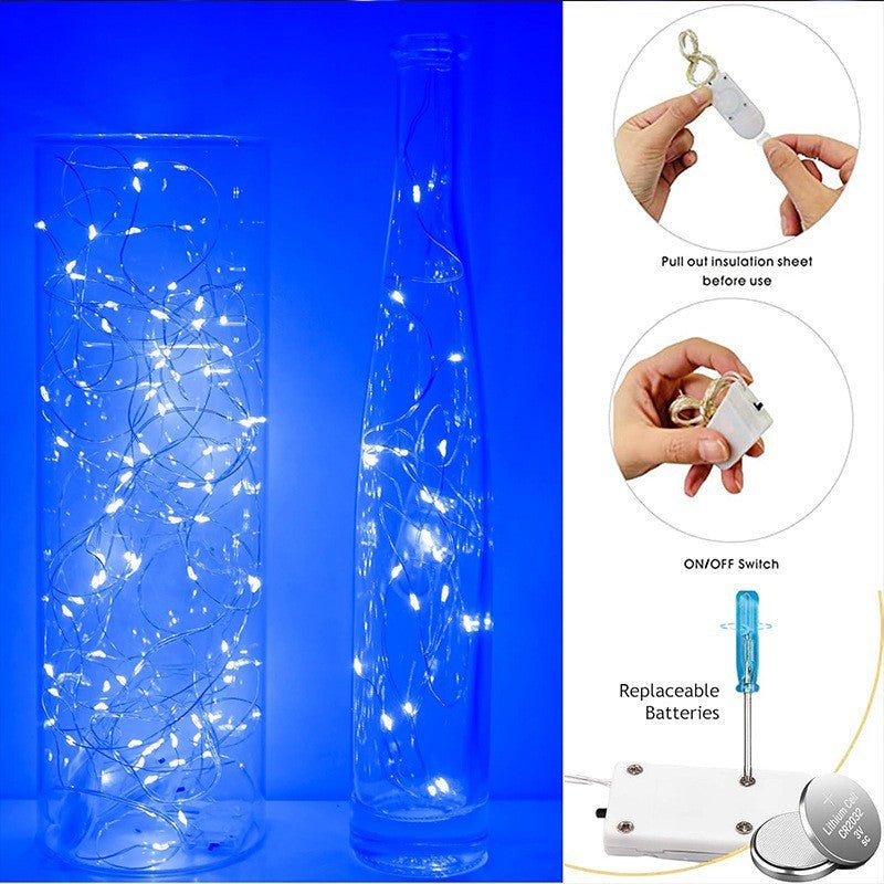 20 LED Starry Bright String Lights 90" Micro Fairy Lights Blue - Battery Operated - YauSpark