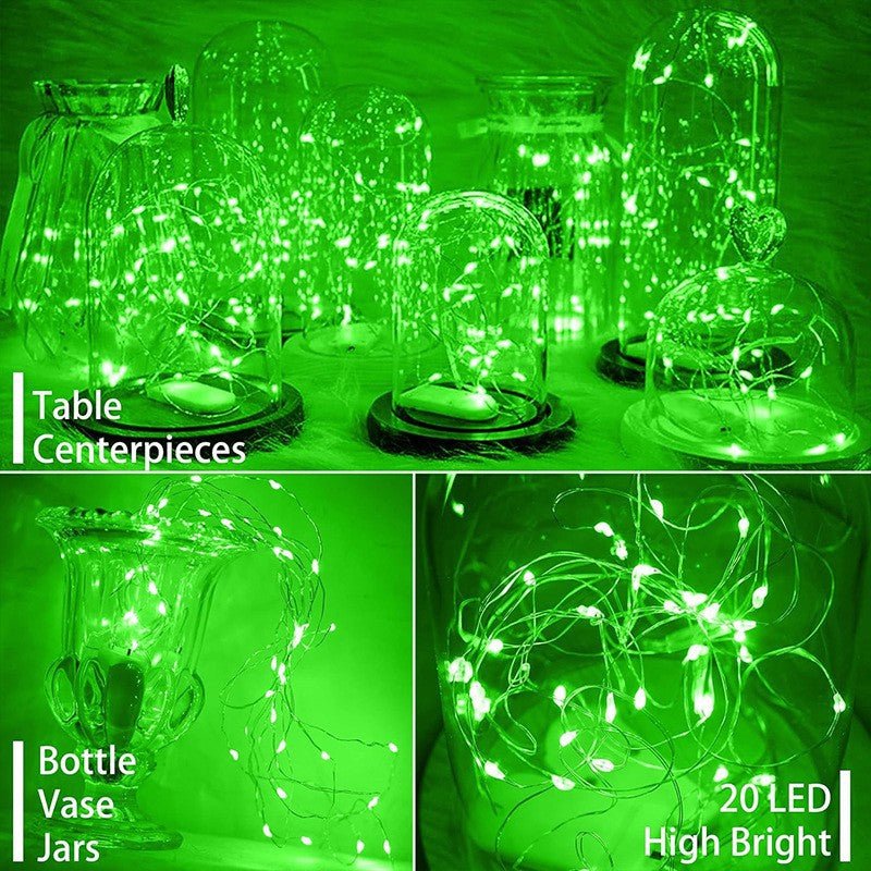 20 LED Starry Bright String Lights 90" Micro Fairy Lights Green - Battery Operated - YauSpark
