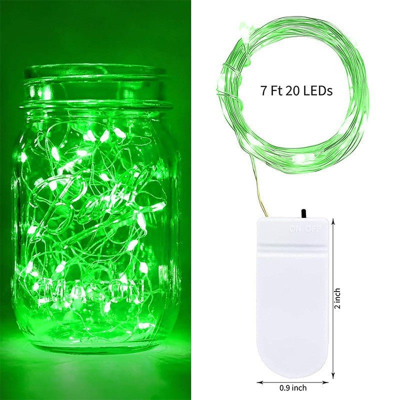 20 LED Starry Bright String Lights 90" Micro Fairy Lights Green - Battery Operated - YauSpark