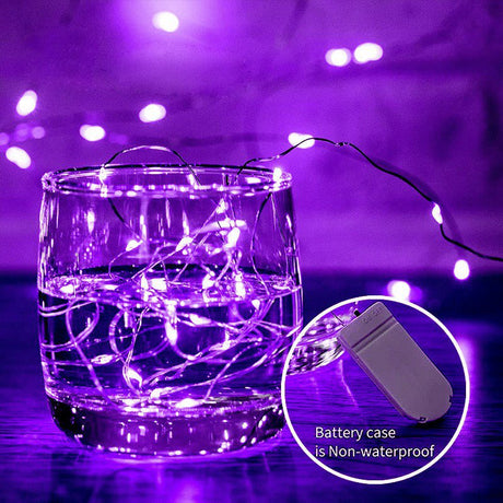 20 LED Starry Bright String Lights 90" Micro Fairy Lights Purple - Battery Operated - YauSpark