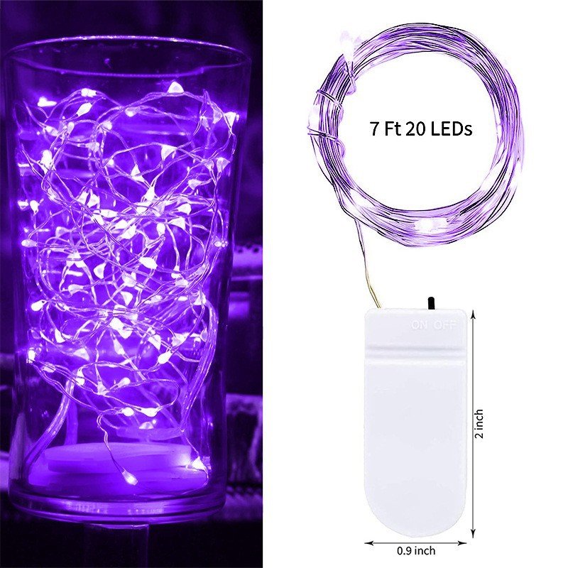 20 LED Starry Bright String Lights 90" Micro Fairy Lights Purple - Battery Operated - YauSpark