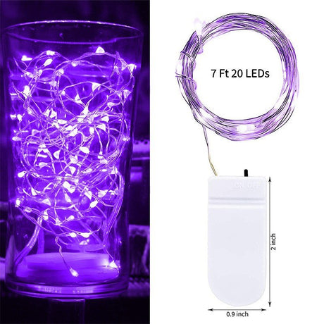 20 LED Starry Bright String Lights 90" Micro Fairy Lights Purple - Battery Operated - YauSpark