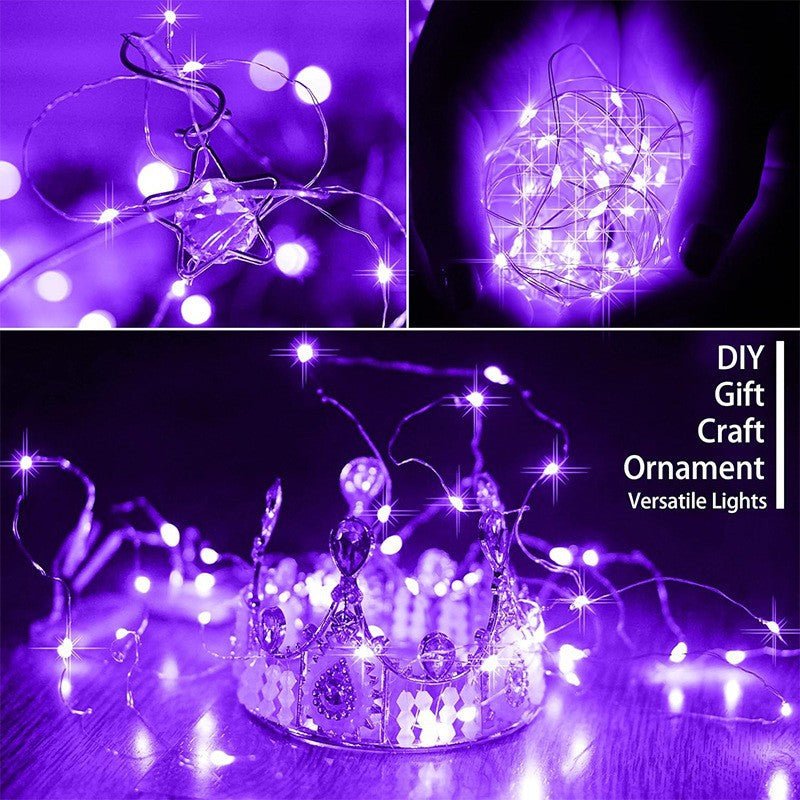 20 LED Starry Bright String Lights 90" Micro Fairy Lights Purple - Battery Operated - YauSpark