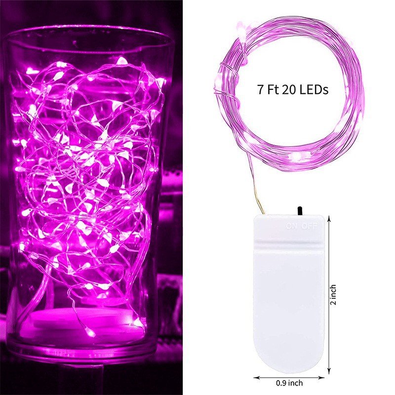 20 LED Starry Bright String Lights 90" Micro Fairy Lights Rose Red - Battery Operated - YauSpark