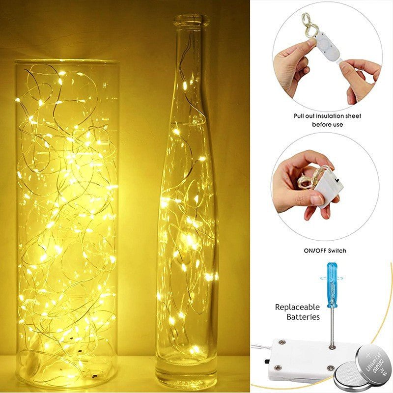 20 LED Starry Bright String Lights 90" Micro Fairy Lights Warm White - Battery Operated - YauSpark
