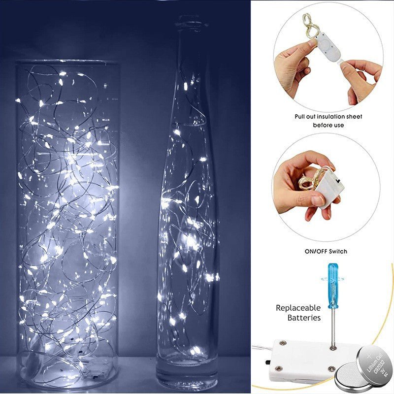 20 LED Starry Bright String Lights 90" Micro Fairy Lights White - Battery Operated - YauSpark