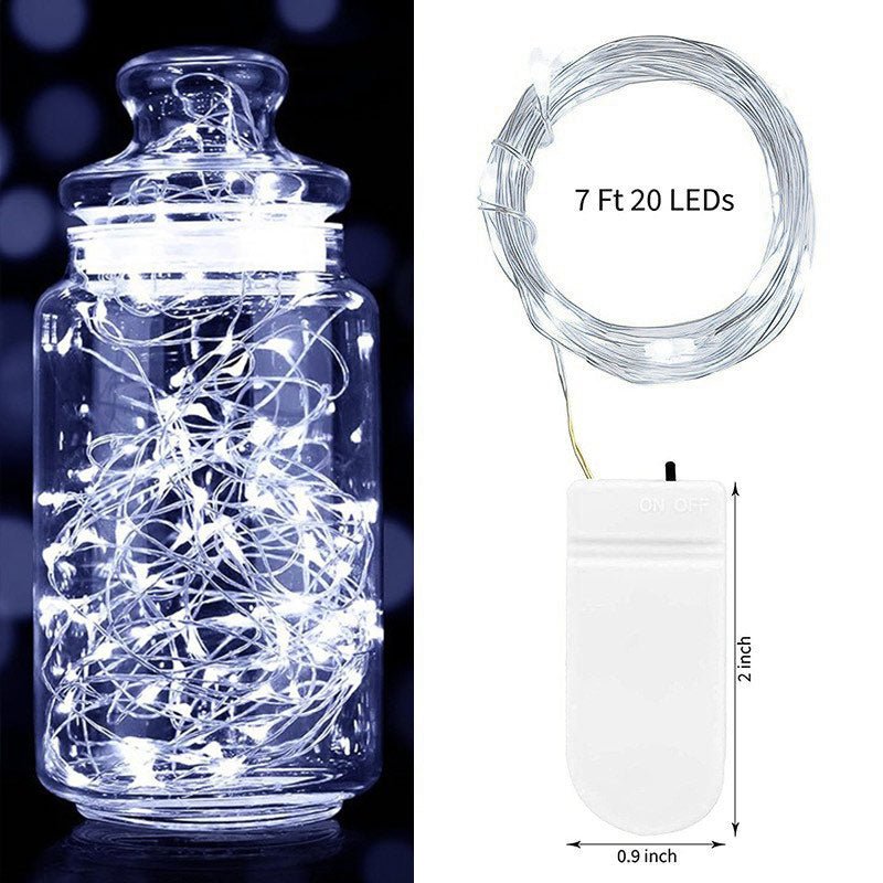 20 LED Starry Bright String Lights 90" Micro Fairy Lights White - Battery Operated - YauSpark