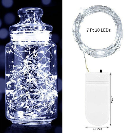 20 LED Starry Bright String Lights 90" Micro Fairy Lights White - Battery Operated - YauSpark