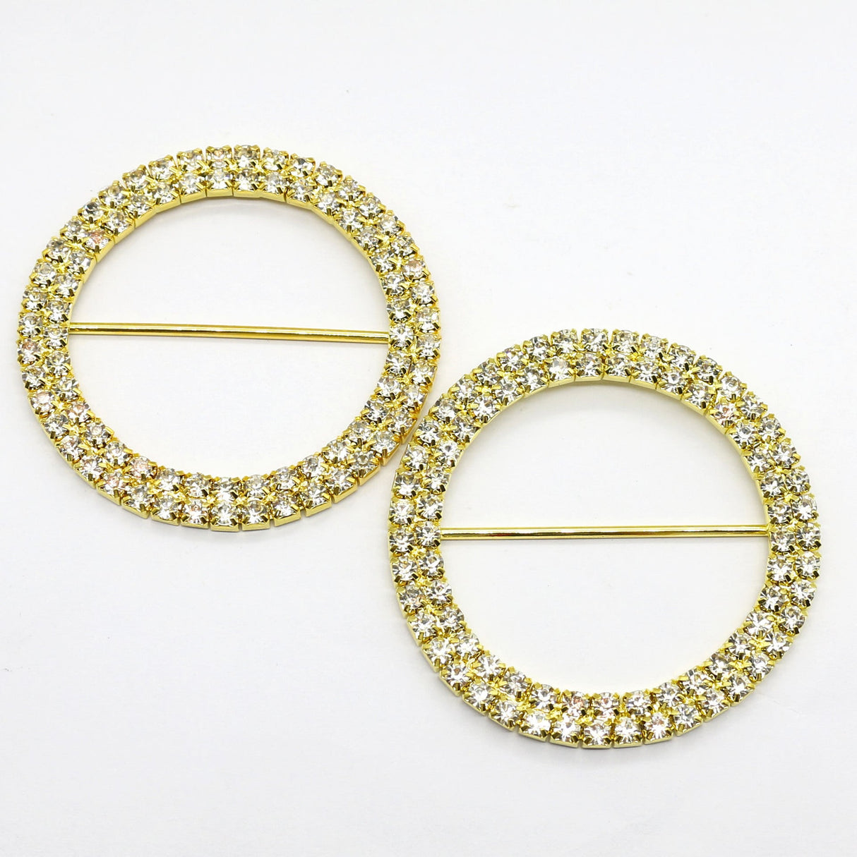 20 Pc Diamond Circle Chair Sash Band Buckle Pin 2.5" Gold - YauSpark