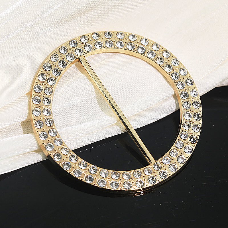 20 Pc Diamond Circle Chair Sash Band Buckle Pin 2.5" Gold - YauSpark