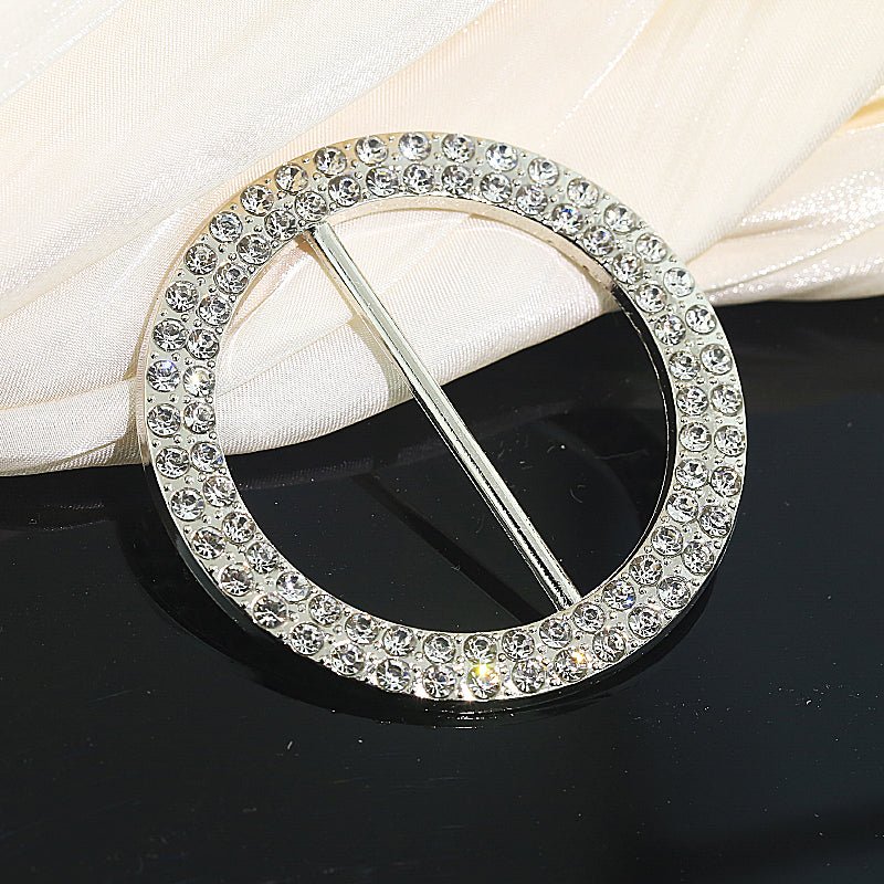 20 Pc Diamond Circle Chair Sash Band Buckle Pin 2.5" Silver - YauSpark