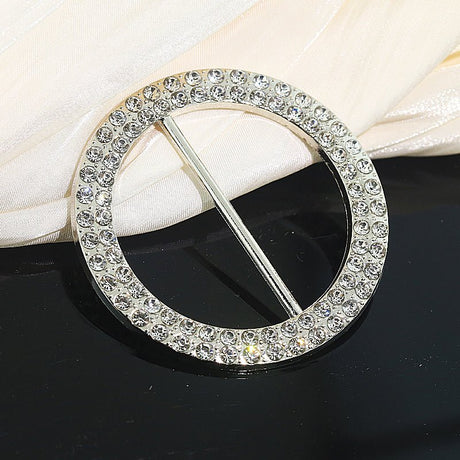 20 Pc Diamond Circle Chair Sash Band Buckle Pin 2.5" Silver - YauSpark