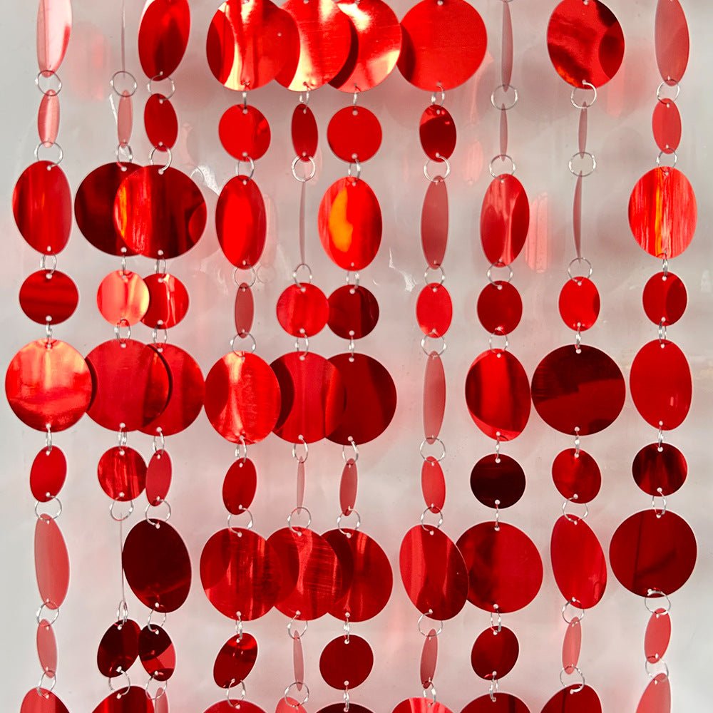 20 Pcs PVC Round Sequin Door Curtain Decoration 3ft Red - YauSpark