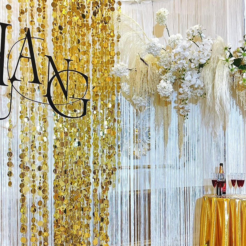 20pcs PVC Large Round Sequin Door Curtain Decoration 3ft Gold - YauSpark