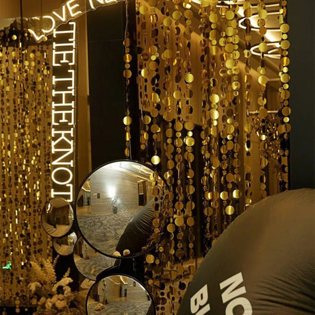 20pcs PVC Large Round Sequin Door Curtain Decoration 3ft Gold - YauSpark