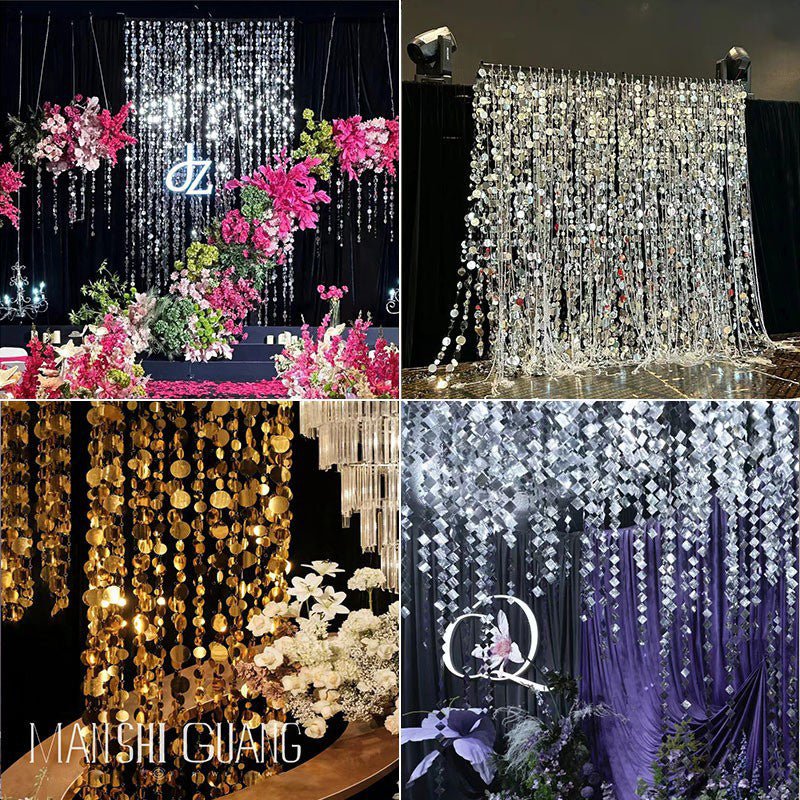 20pcs PVC Large Round Sequin Door Curtain Decoration 3ft Gold - YauSpark