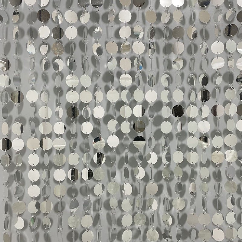 20pcs PVC Large Round Sequin Door Curtain Decoration 3ft Silver - YauSpark