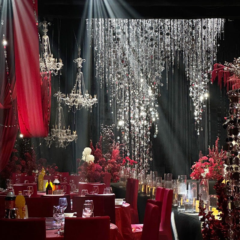 20pcs PVC Square Sequin Door Curtain Decoration 3ft Silver - YauSpark