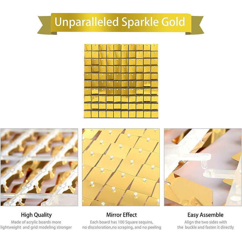 24 Panels Mermaid Scales Sequin Shimmer Wall Photo Backdrop Panels - 24sq.ft Dreamy Blue - YauSpark