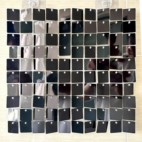 24 Panels Square Sequin Shimmer Wall Photo Backdrop Panels - 24sq.ft Black - YauSpark