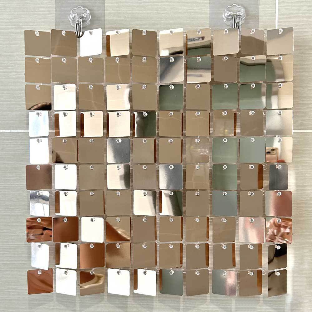 24 Panels Square Sequin Shimmer Wall Photo Backdrop Panels - 24sq.ft Champagne Gold - YauSpark