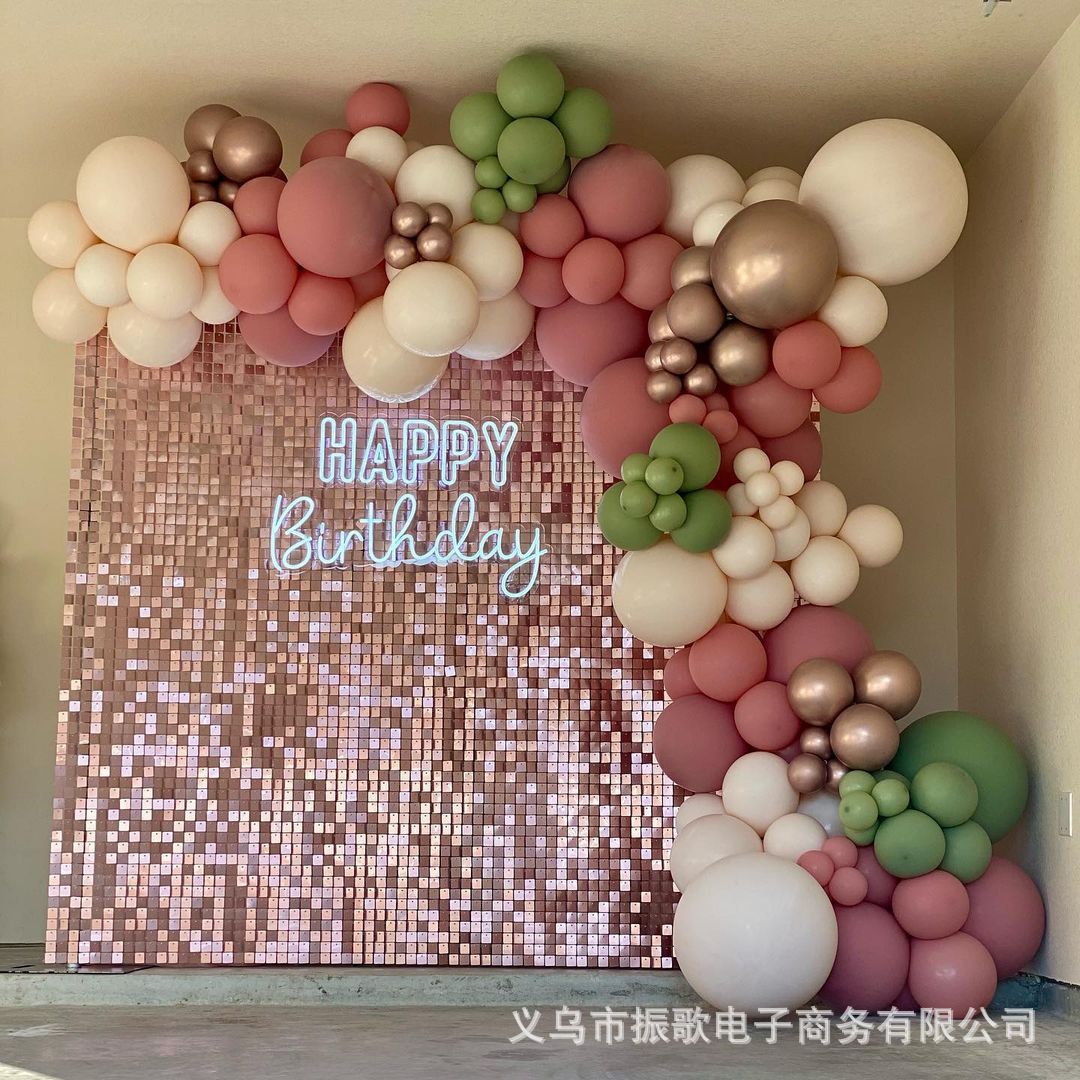 24 Panels Square Sequin Shimmer Wall Photo Backdrop Panels - 24sq.ft Deep Rose Gold - YauSpark