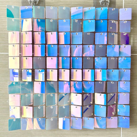 24 Panels Square Sequin Shimmer Wall Photo Backdrop Panels - 24sq.ft Dreamy Blue - YauSpark