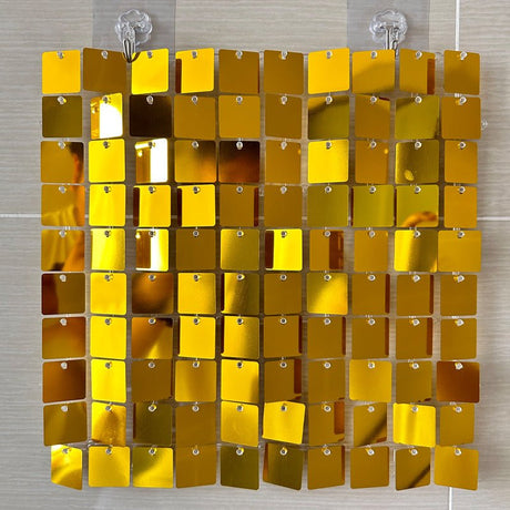24 Panels Square Sequin Shimmer Wall Photo Backdrop Panels - 24sq.ft Gold - YauSpark