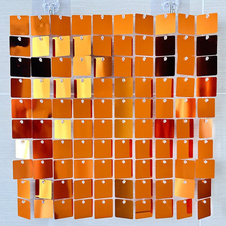 24 Panels Square Sequin Shimmer Wall Photo Backdrop Panels - 24sq.ft Orange - YauSpark