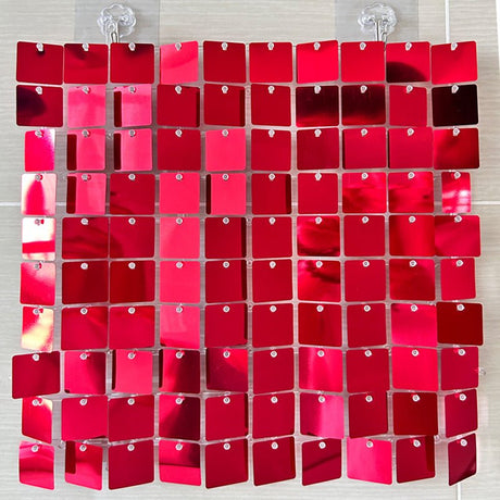 24 Panels Square Sequin Shimmer Wall Photo Backdrop Panels - 24sq.ft Red - YauSpark