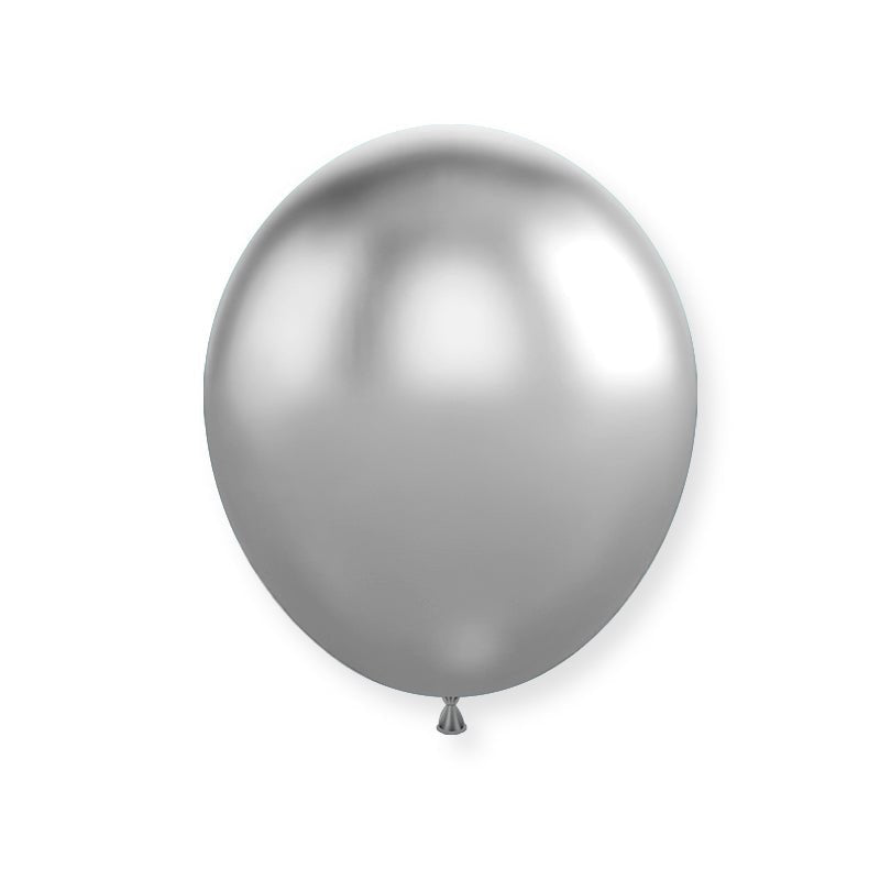 25 Pc Chrome Silver Latex Helium, Air or Water Balloons 12" - YauSpark