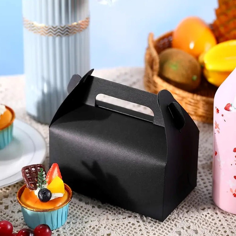 25 Pc Party Favor Gift Tote Gable Box Bags 6.4"x3.5"x5.7" Black - YauSpark