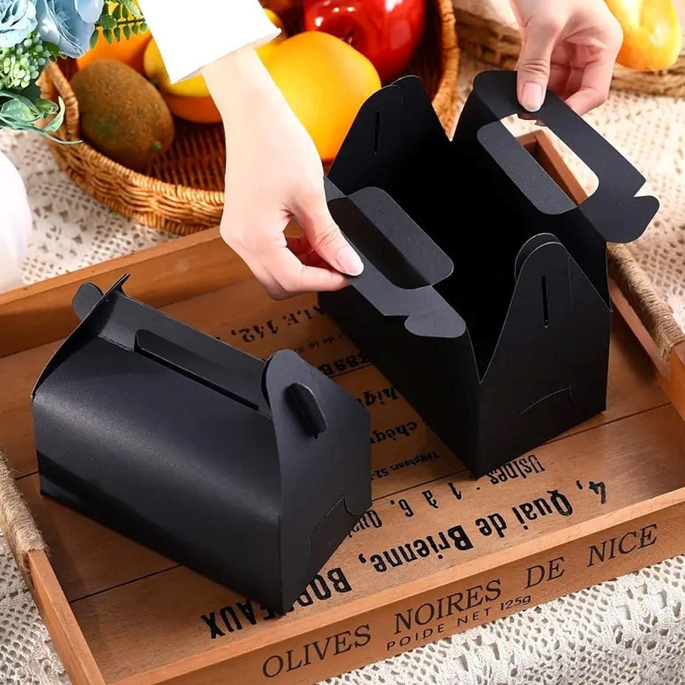 25 Pc Party Favor Gift Tote Gable Box Bags 6.4"x3.5"x5.7" Black - YauSpark