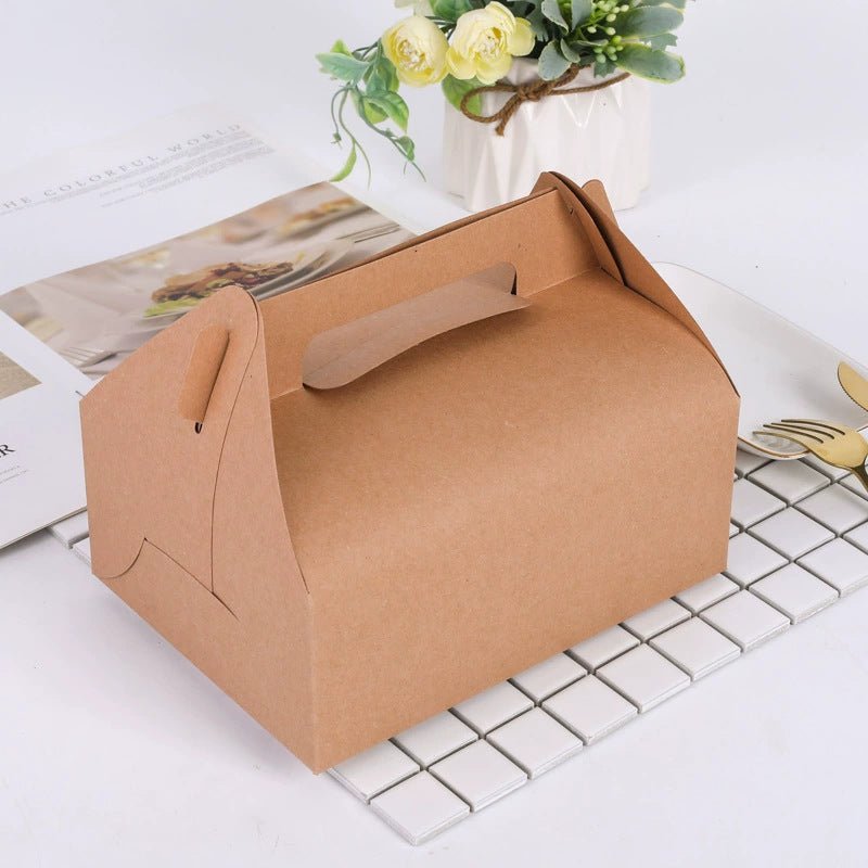 25 Pc Party Favor Gift Tote Gable Box Bags 6.4"x3.5"x5.7" Brown - YauSpark