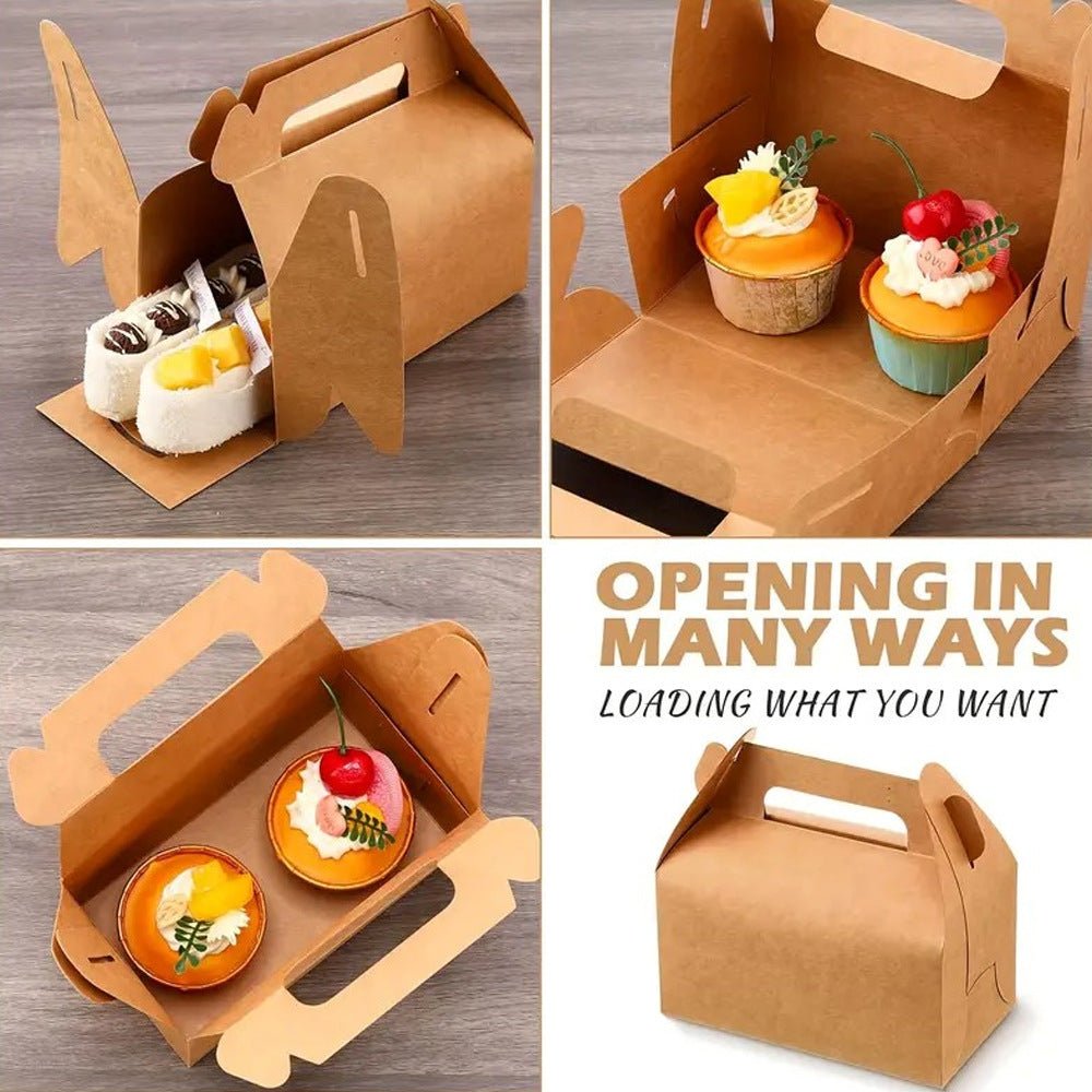 25 Pc Party Favor Gift Tote Gable Box Bags 6.4"x3.5"x5.7" Brown - YauSpark