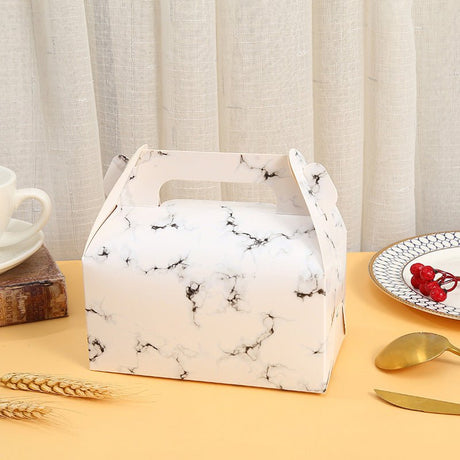 25 Pc Party Favor Gift Tote Gable Box Bags 6.4"x3.5"x5.7" Marble Pattern - YauSpark