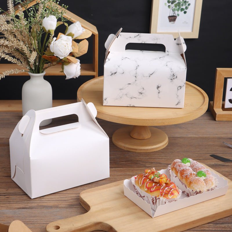 25 Pc Party Favor Gift Tote Gable Box Bags 6.4"x3.5"x5.7" Marble Pattern - YauSpark