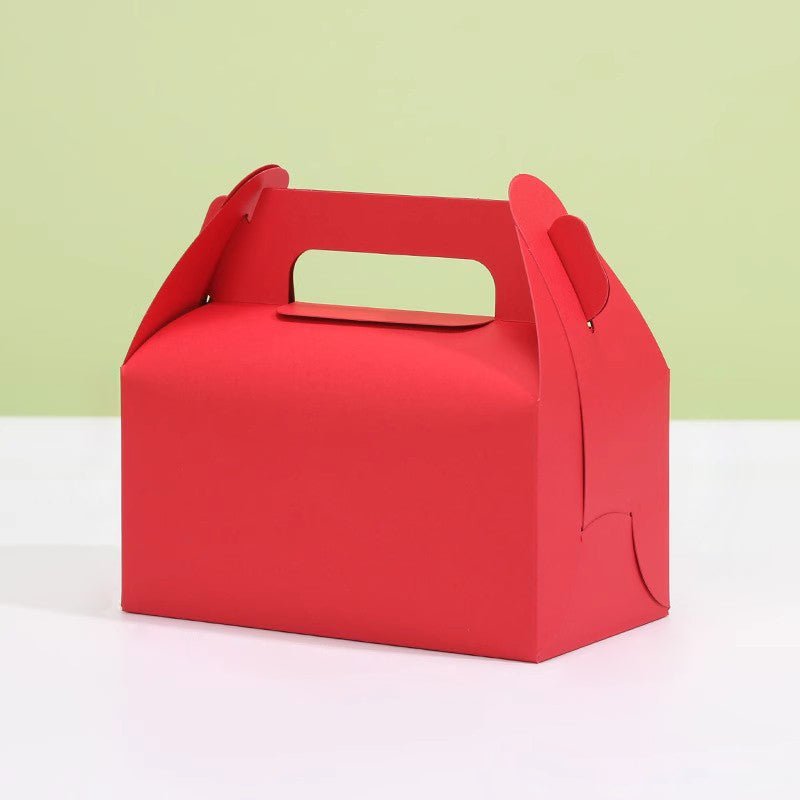 25 Pc Party Favor Gift Tote Gable Box Bags 6.4"x3.5"x5.7" Red - YauSpark