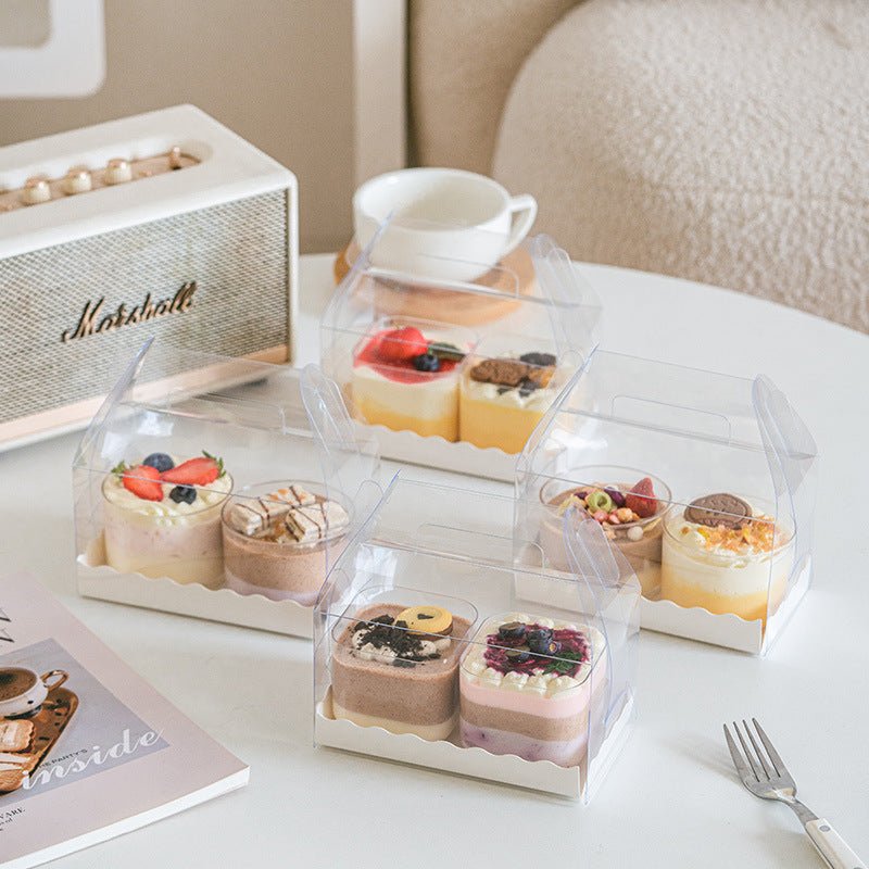 25 Pc Party Favor Gift Tote Gable Box Bags 6.4"x3.5"x5.7" Transparent - YauSpark