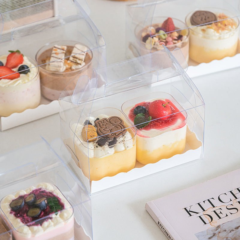 25 Pc Party Favor Gift Tote Gable Box Bags 6.4"x3.5"x5.7" Transparent - YauSpark