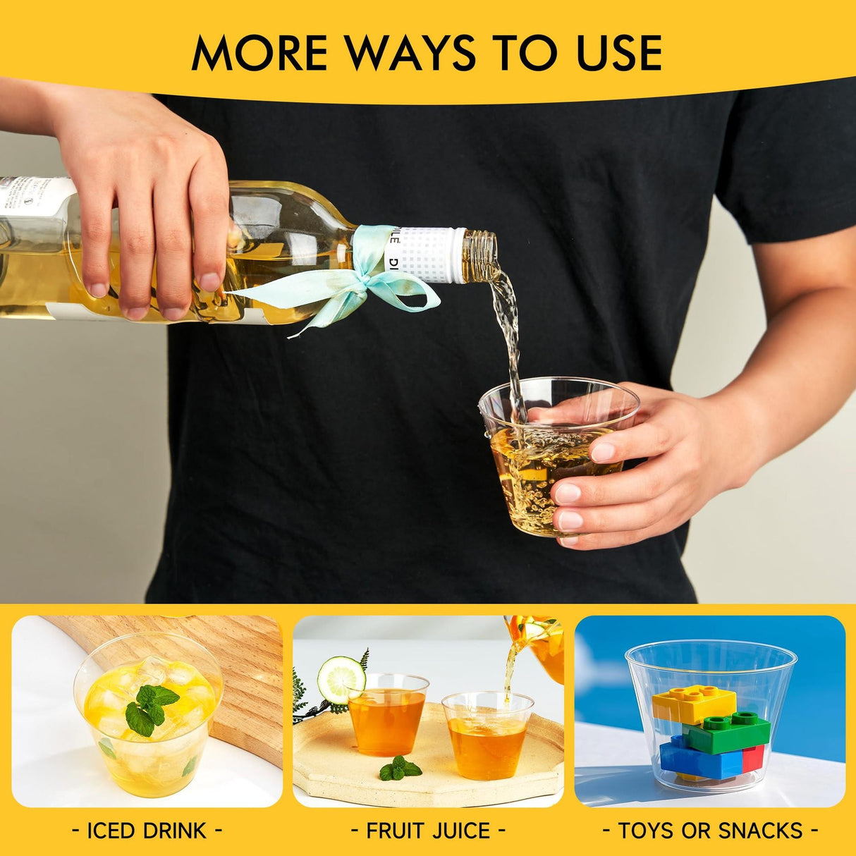 25 Pcs Plastic Party Cups 9oz Crystal Clear - YauSpark