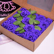 25 Rose Artificial Foam Flowers with Stems Wire and Leaves 2.8" Dark Purple - YauSpark