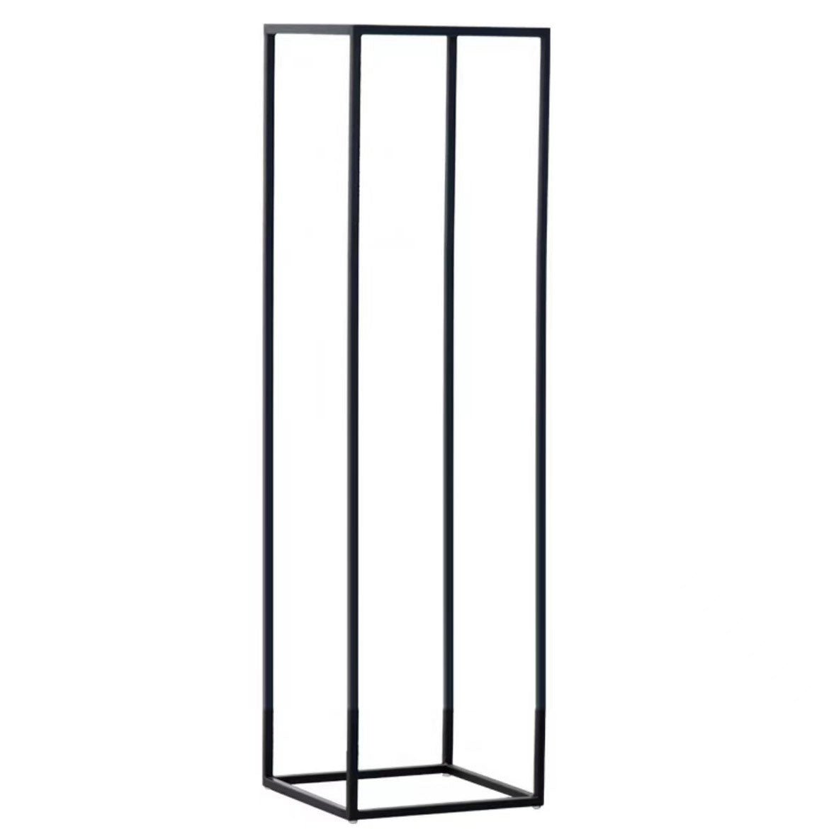 2Pc Rectangular Black Metal Wedding Flower Stand Geometric Column Frame - YauSpark