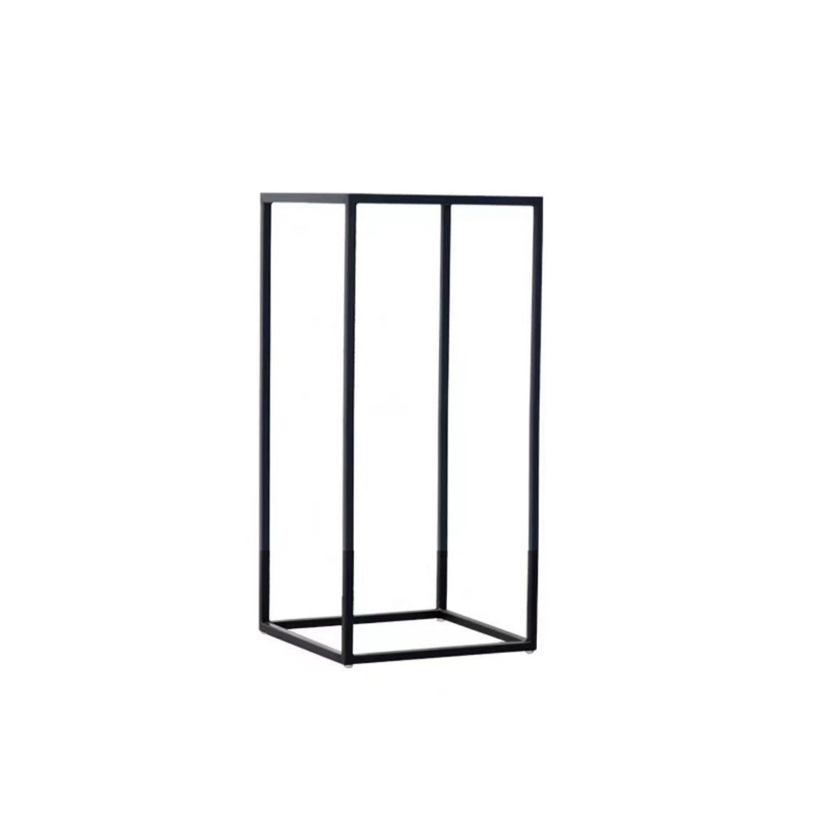 2Pc Rectangular Black Metal Wedding Flower Stand Geometric Column Frame - YauSpark