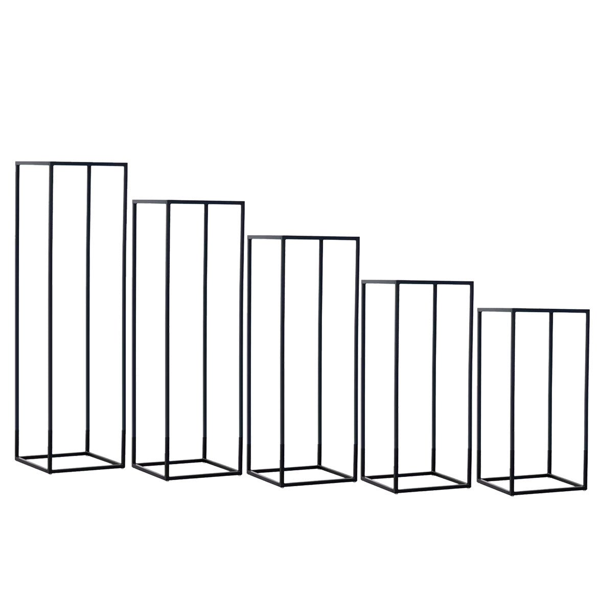 2Pc Rectangular Black Metal Wedding Flower Stand Geometric Column Frame - YauSpark
