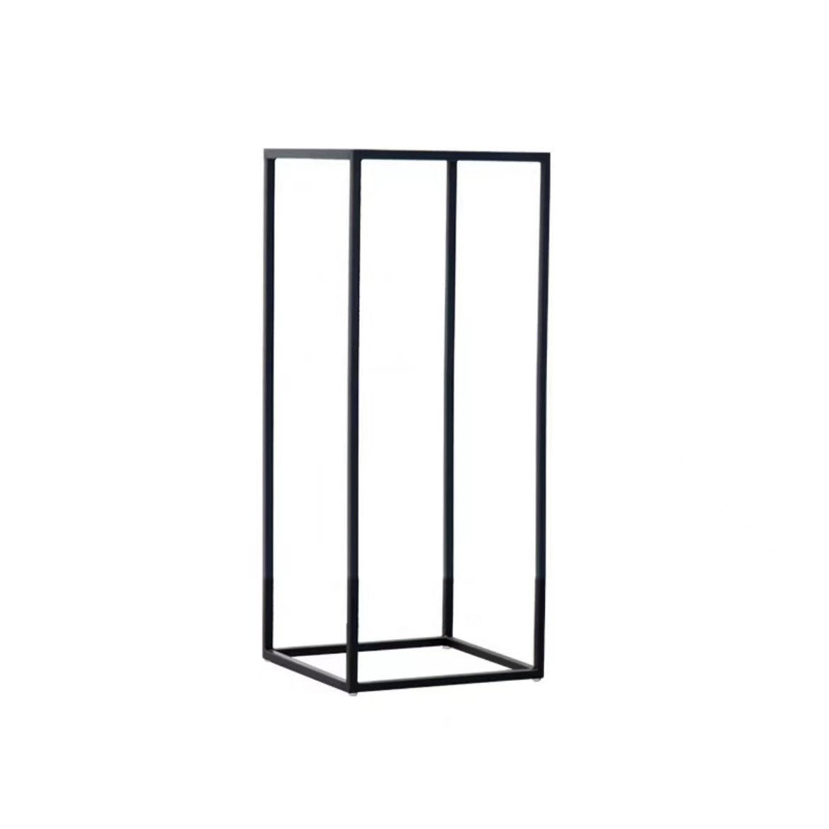 2Pc Rectangular Black Metal Wedding Flower Stand Geometric Column Frame - YauSpark
