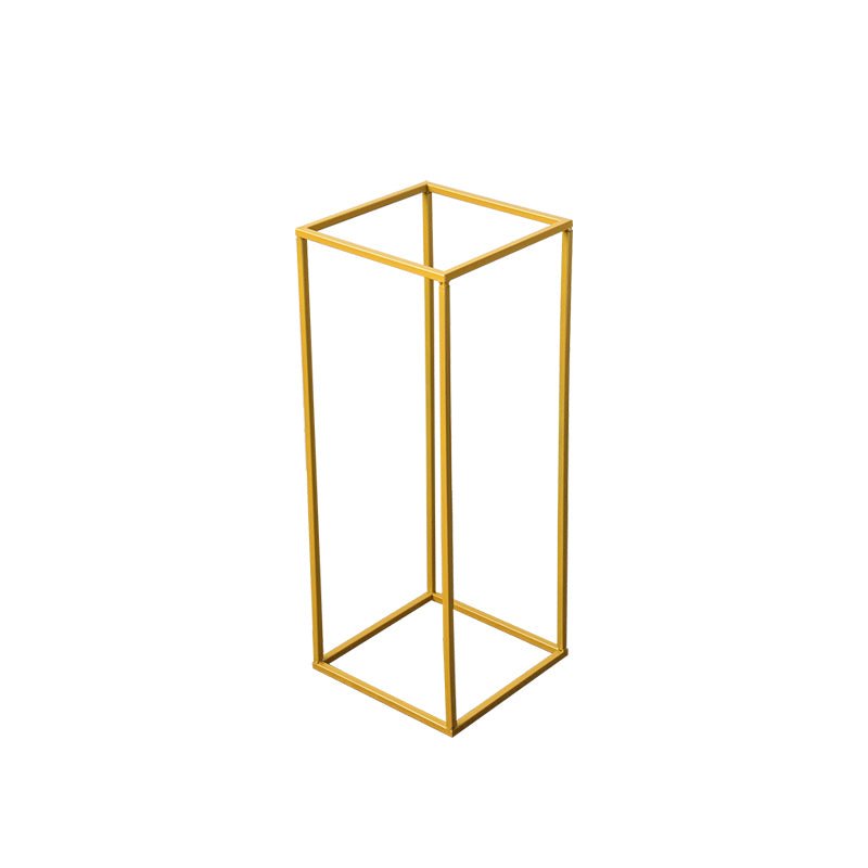 2Pc Rectangular Gold Metal Wedding Flower Stand Geometric Column Frame - YauSpark
